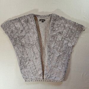 Ella Moss Faux Fur Knit Vest Gray Open Front Cozy Layered Sweater Size L